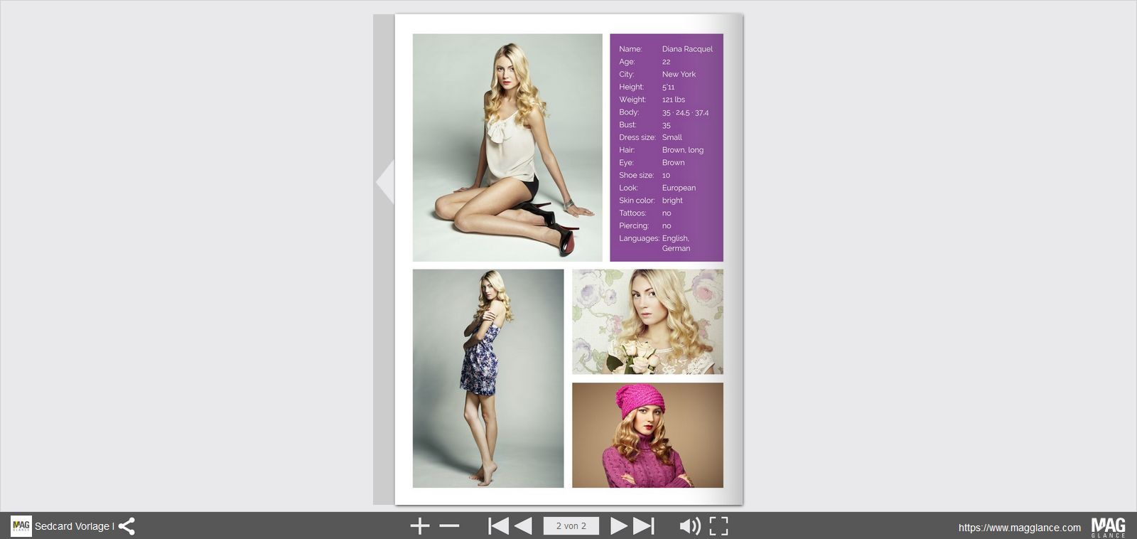 Mag Glance: Online comp card maker  Print your Sedcard For Free Comp Card Template
